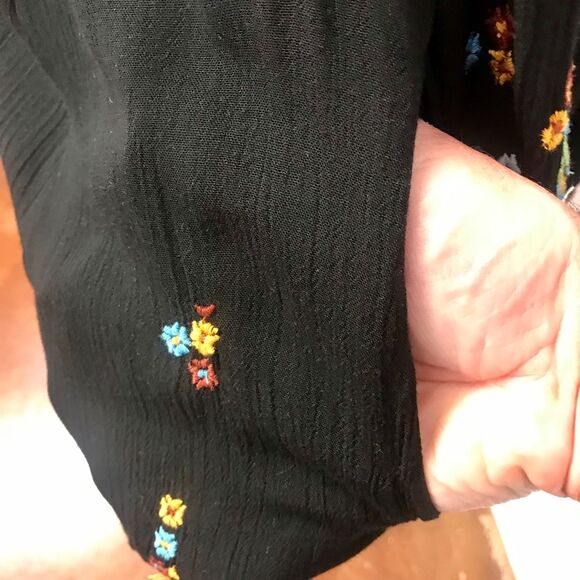 Free People Embroidered Rhinestone Floral Long Sleeve Whimsigoth Dress. XS - Picture 6 of 8